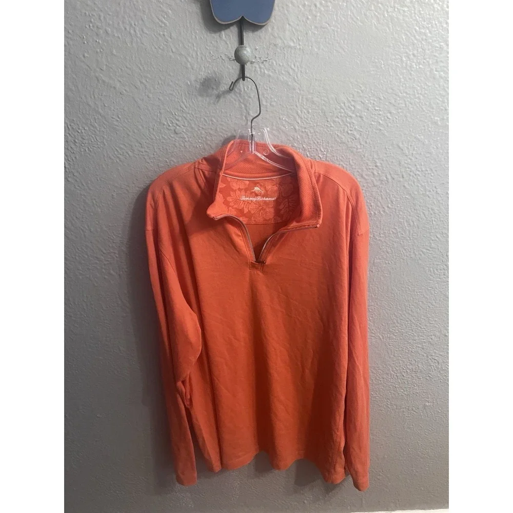 Tommy Bahama Shirt Peach Color‎  Mens Size  XL Long Sleeve 1/4 Zip Pullover